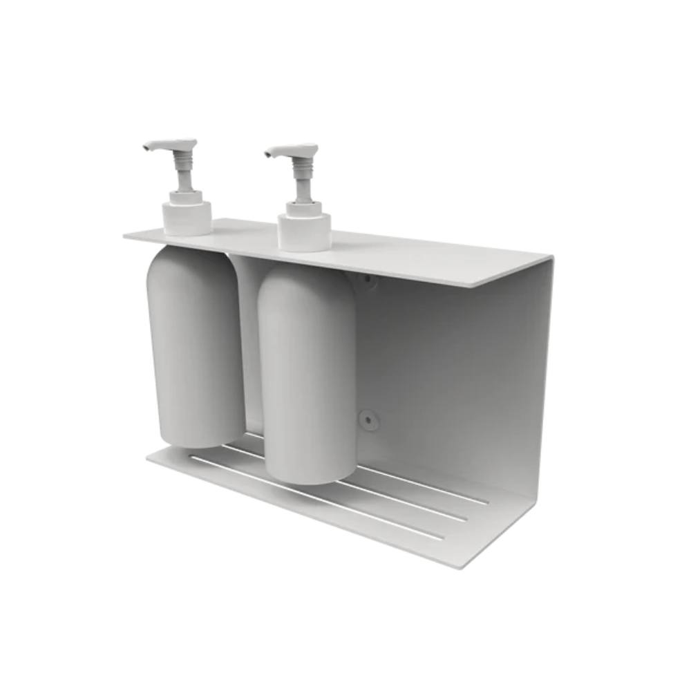 Soap pump holder Hold Double incl. Bottles - White in the group Bathroom Accessories / All Bathroom Accessories / Soap Bottle Holder & Soap at Beslag Online (10060-BO)