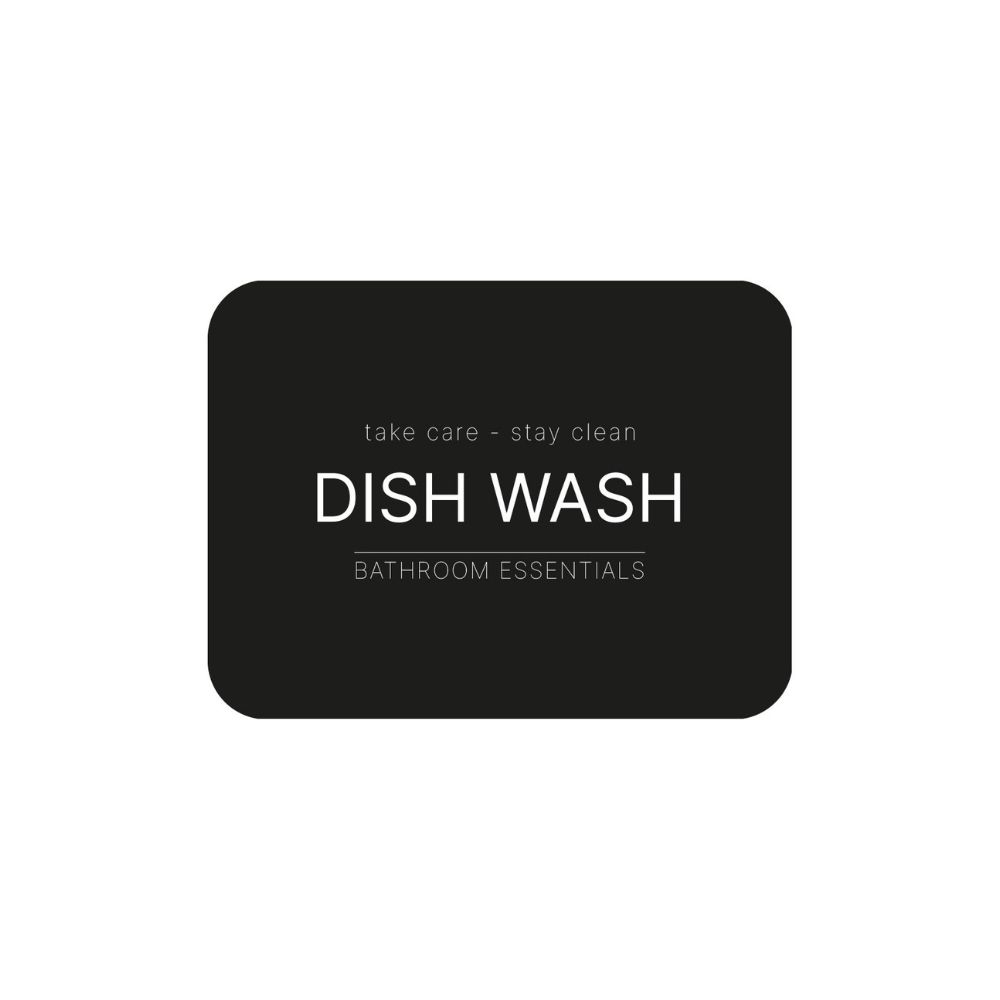 Klisteretikett - Dish Wash - Mattsvart