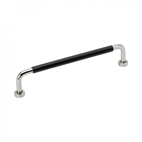 Handtag Lounge - 160mm - Krom/Svart Läder