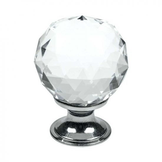 Knopp Diamond - Glas/Krom i gruppen Knoppar / Färg/Material / Vita hos Beslag Online (430002-11)
