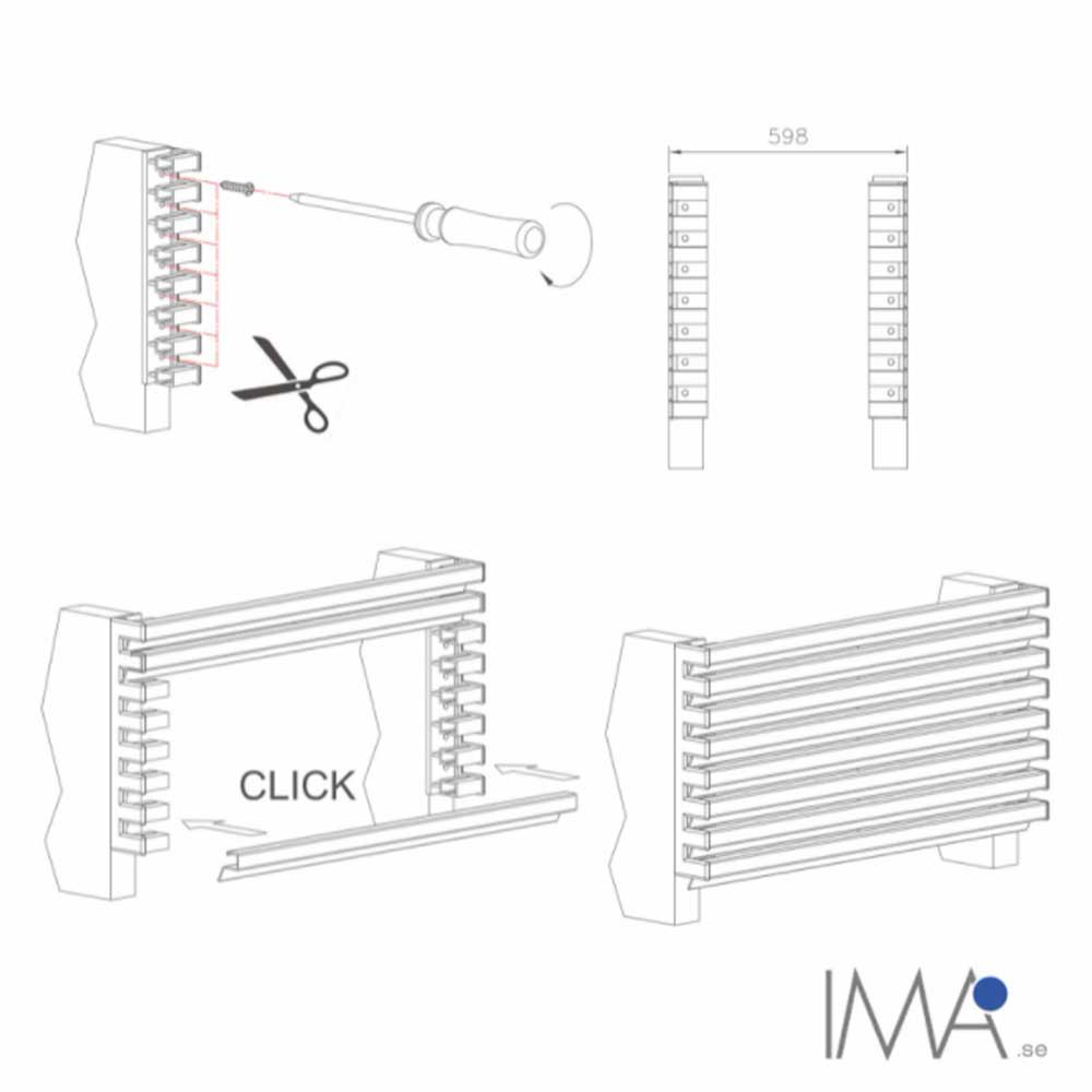 Ventilationsgaller - 598x125 - Mattsvart