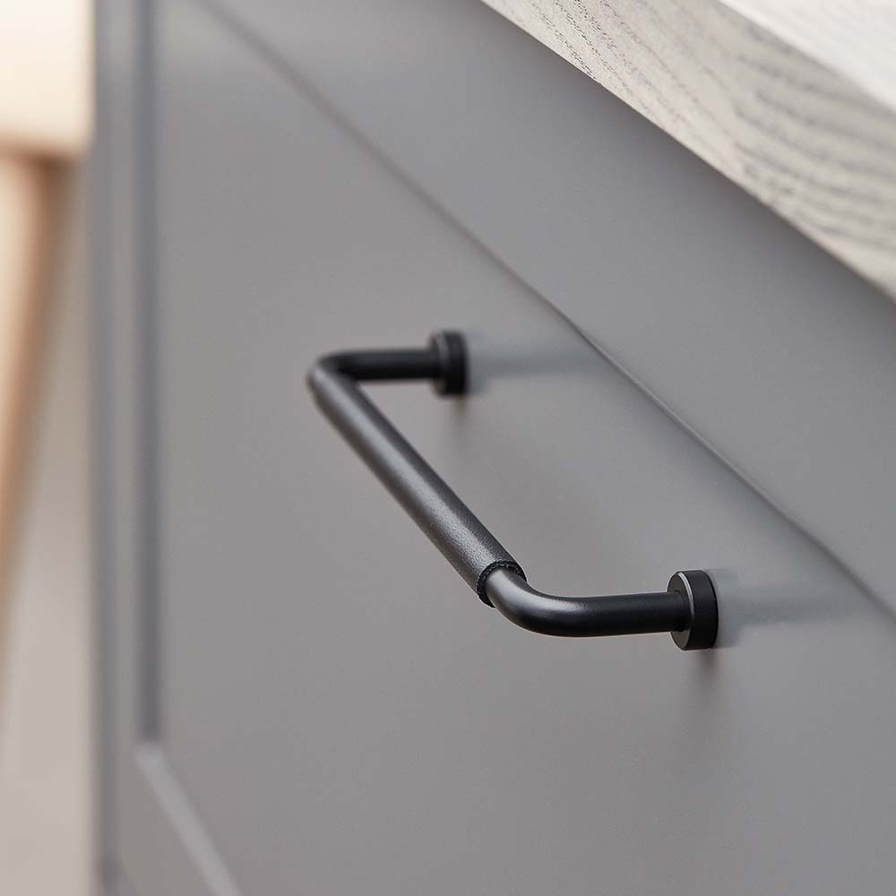 Handtag Lounge - 160mm - Svart/Svart Läder
