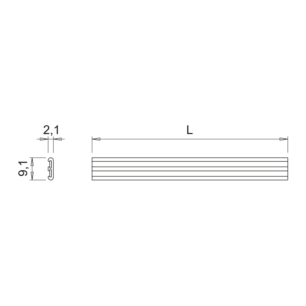 Elektrifierad Skena Magy 24V - 2000mm - Svart