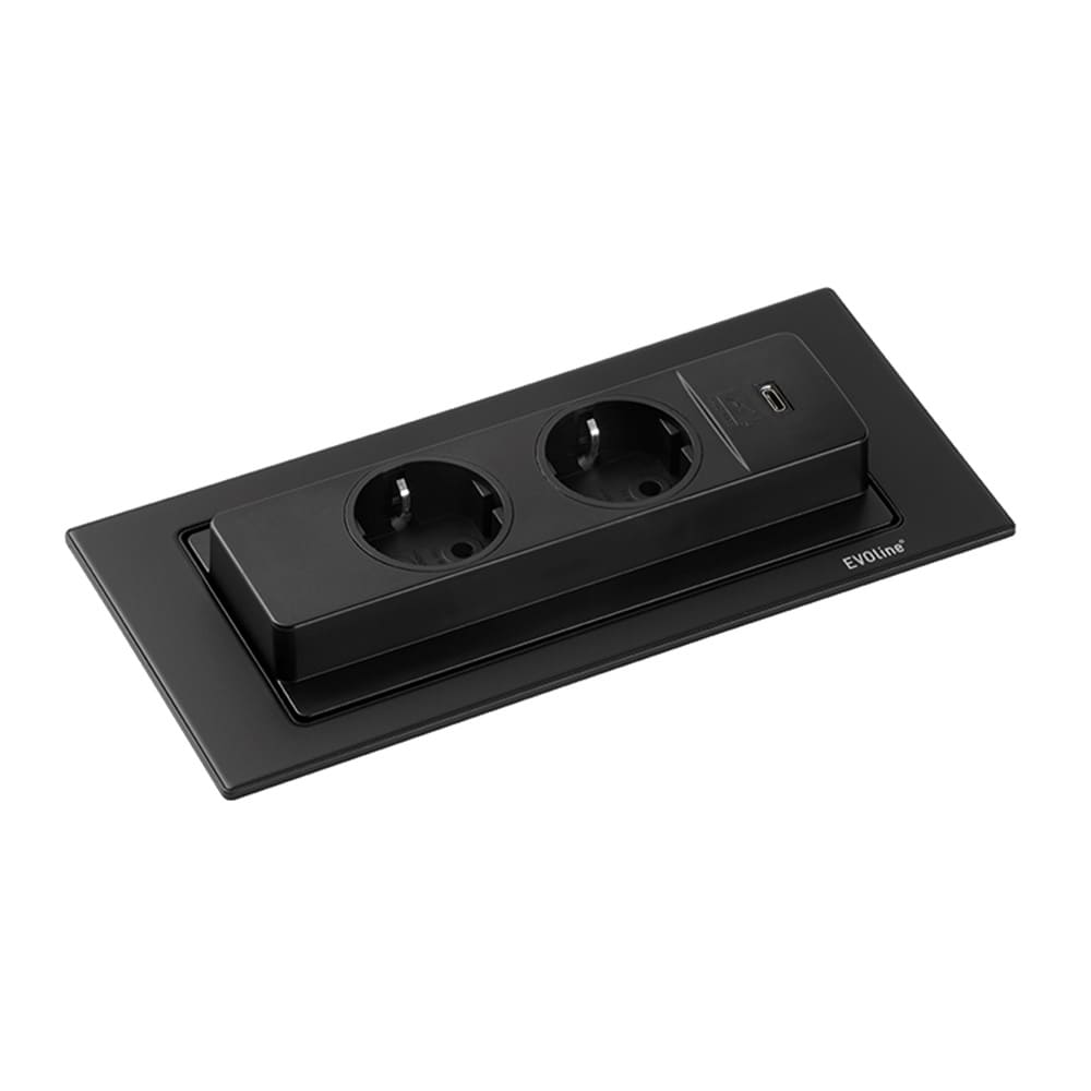 El-uttag Backflip 2 & 1 USB-C - Mattsvart