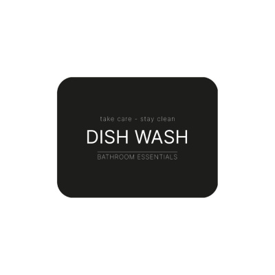 Klisteretikett - Dish Wash - Mattsvart i gruppen Badrumstillbehör / Visa alla badrumstillbehör / Tvålpumpshållare & Tvål hos Beslag Online (10106-BO)