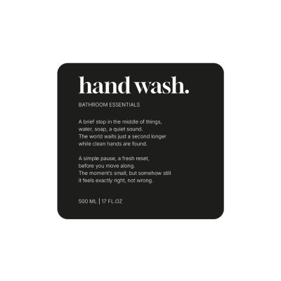 Klisteretikett Premium - Hand Wash - Mattsvart i gruppen Badrumstillbehör / Visa alla badrumstillbehör / Tvålpumpshållare & Tvål hos Beslag Online (10184-BO)
