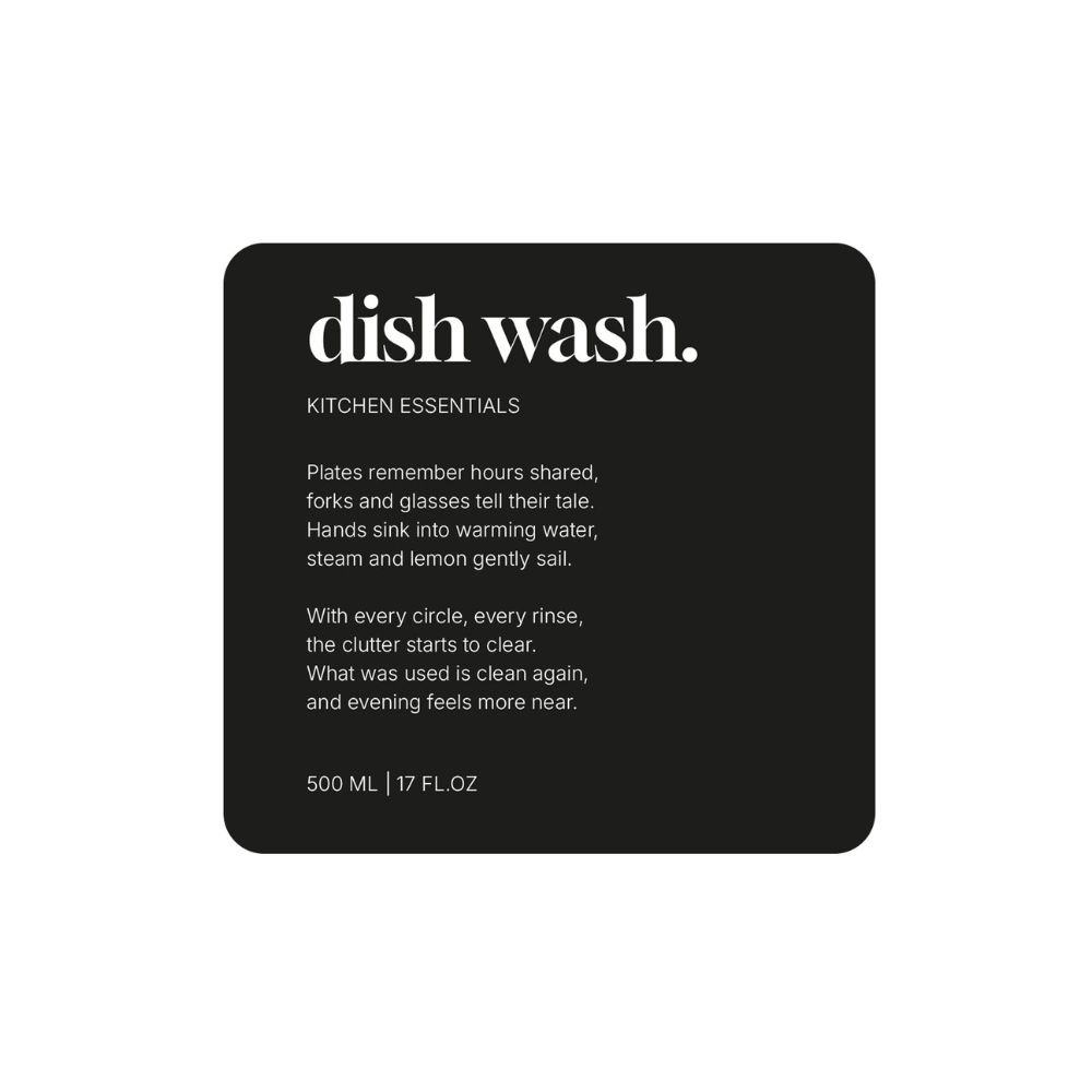 Klisteretikett Premium - Dish Wash - Mattsvart