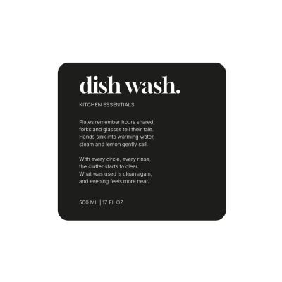 Klisteretikett Premium - Dish Wash - Mattsvart i gruppen Badrumstillbehör / Visa alla badrumstillbehör / Tvålpumpshållare & Tvål hos Beslag Online (10185-BO)