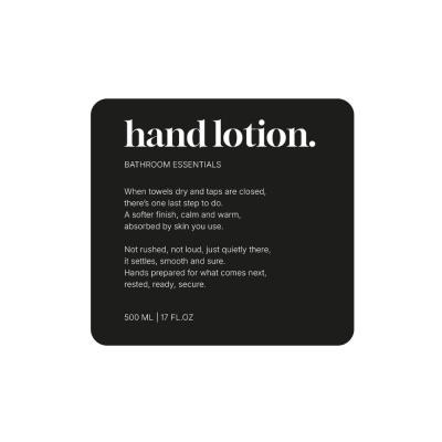 Klisteretikett Premium - Hand Lotion - Mattsvart i gruppen Badrumstillbehör / Visa alla badrumstillbehör / Tvålpumpshållare & Tvål hos Beslag Online (10187-BO)