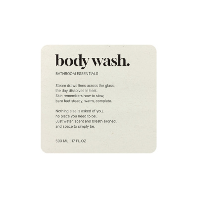 Klisteretikett Premium - Body Wash - Beige i gruppen Badrumstillbehör / Visa alla badrumstillbehör / Tvålpumpshållare & Tvål hos Beslag Online (10188-BO)