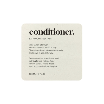 Klisteretikett Premium - Conditioner - Beige i gruppen Badrumstillbehör / Visa alla badrumstillbehör / Tvålpumpshållare & Tvål hos Beslag Online (10192-BO)