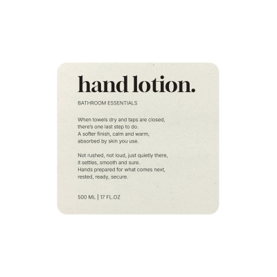 Klisteretikett Premium - Hand Lotion - Beige i gruppen Badrumstillbehör / Visa alla badrumstillbehör / Tvålpumpshållare & Tvål hos Beslag Online (10193-BO)