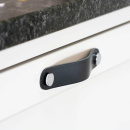 Handtag Loop Round - 128mm - Läder Svart/Svart