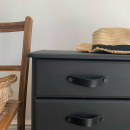 Handtag Loop Round - 128mm - Läder Svart/Svart