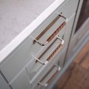 Handtag Royal Deluxe - 128mm - Förnicklad/Läder Brun