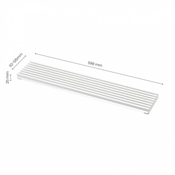Ventilationsgaller - 598x125 - Vit