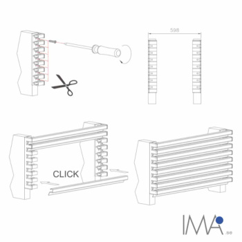Ventilationsgaller - 598x125 - Vit