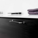 Handtag Lounge - 160mm - Krom/Svart Läder