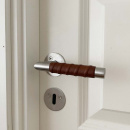Dörrhandtag Kastrup - Rostfritt Stål Finish/Läderlindat Brun