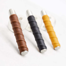 Dörrhandtag Kastrup - Rostfritt Stål Finish/Läderlindat Natur