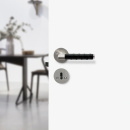 Dörrhandtag Kastrup - Rostfritt Stål Finish/Läderlindat Svart