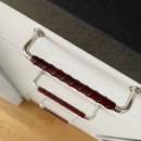 Handtag 1353 - Förnicklad/Läder Brun