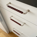 Handtag 1353 - Förnicklad/Läder Brun