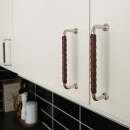 Handtag 1353 - Förnicklad/Läder Brun