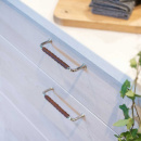 Handtag 1353 - Förnicklad/Läder Brun