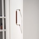 Handtag 1353 - Förnicklad/Lädersvept Brun