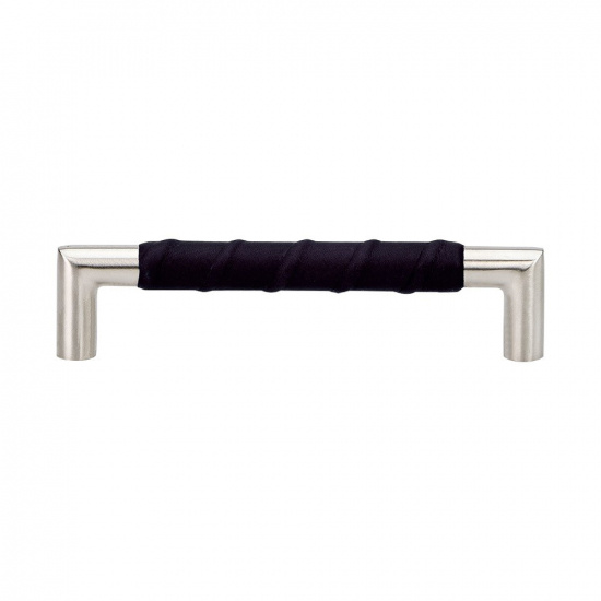 Handtag Norma 12 i rostfritt och svart läder från Beslag Design